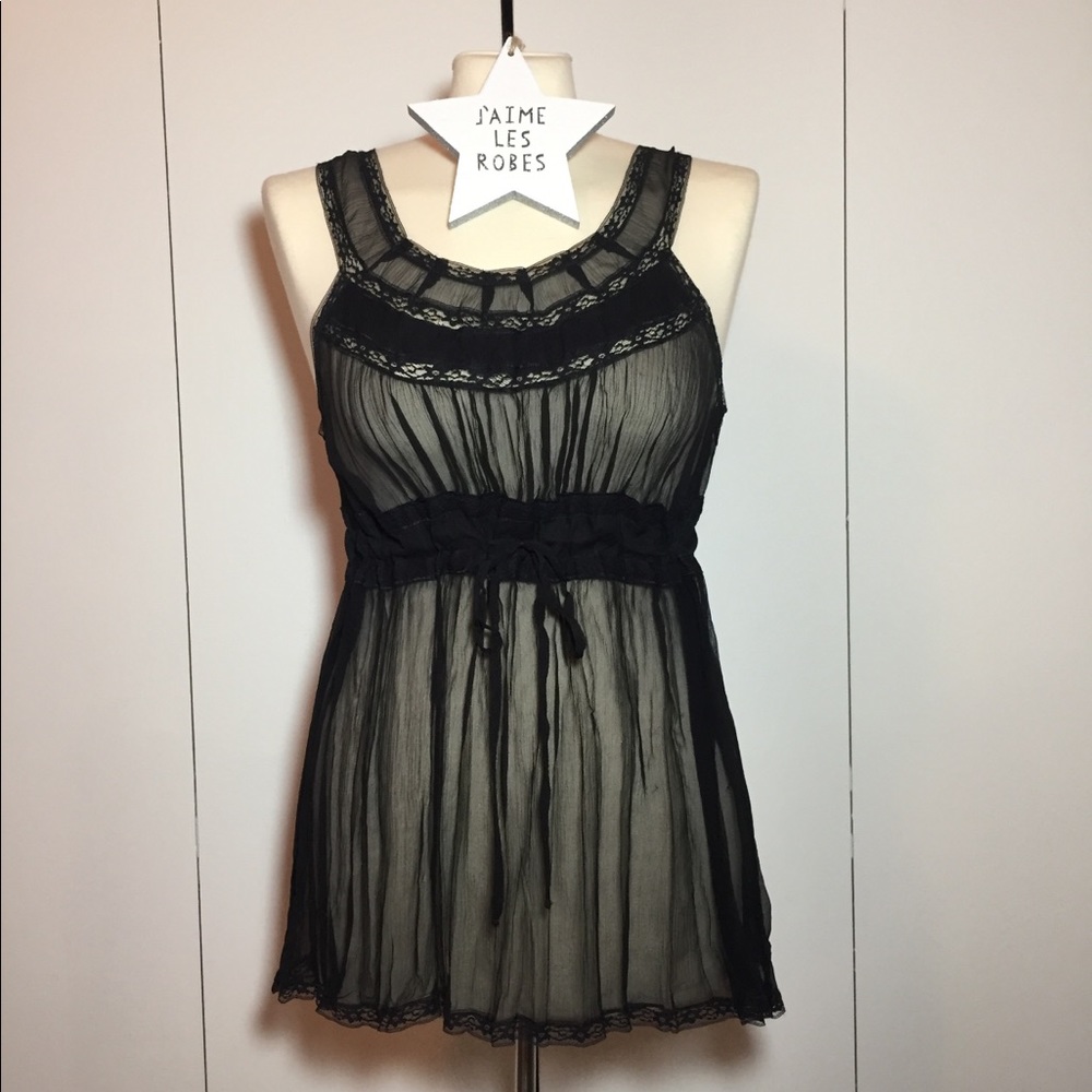 A•B•S Collection Black Sheer Blouse